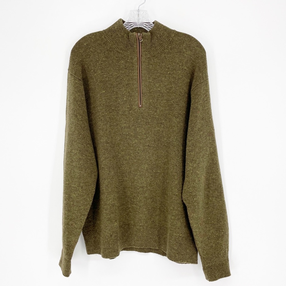Orvis 100% Wool Quarter Zip Sweater Size Large